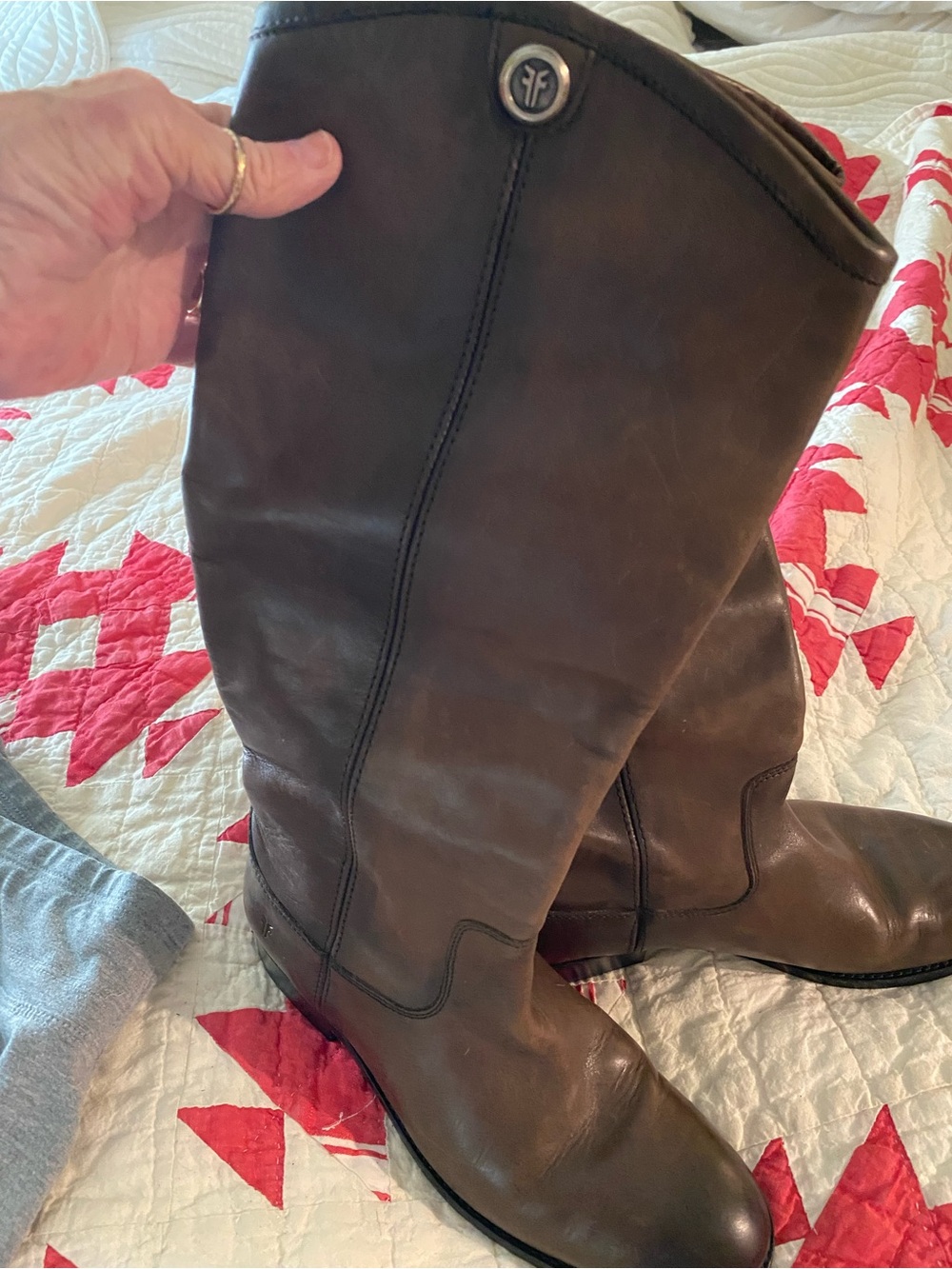 Frye Dark Brown Leather Knee-High Riding Boots